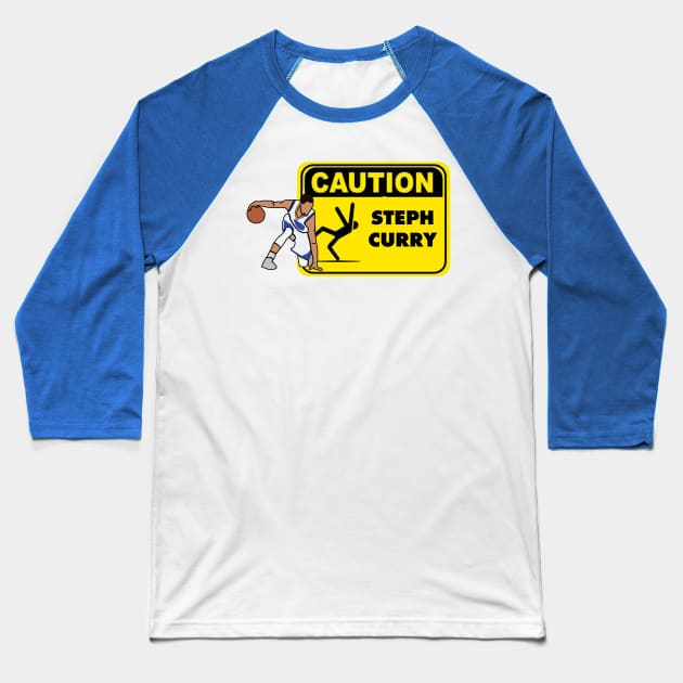 Steph Curry Funny Caution Ankle Breaker - NBA Golden State Warriors Baseball T-Shirt by xavierjfong